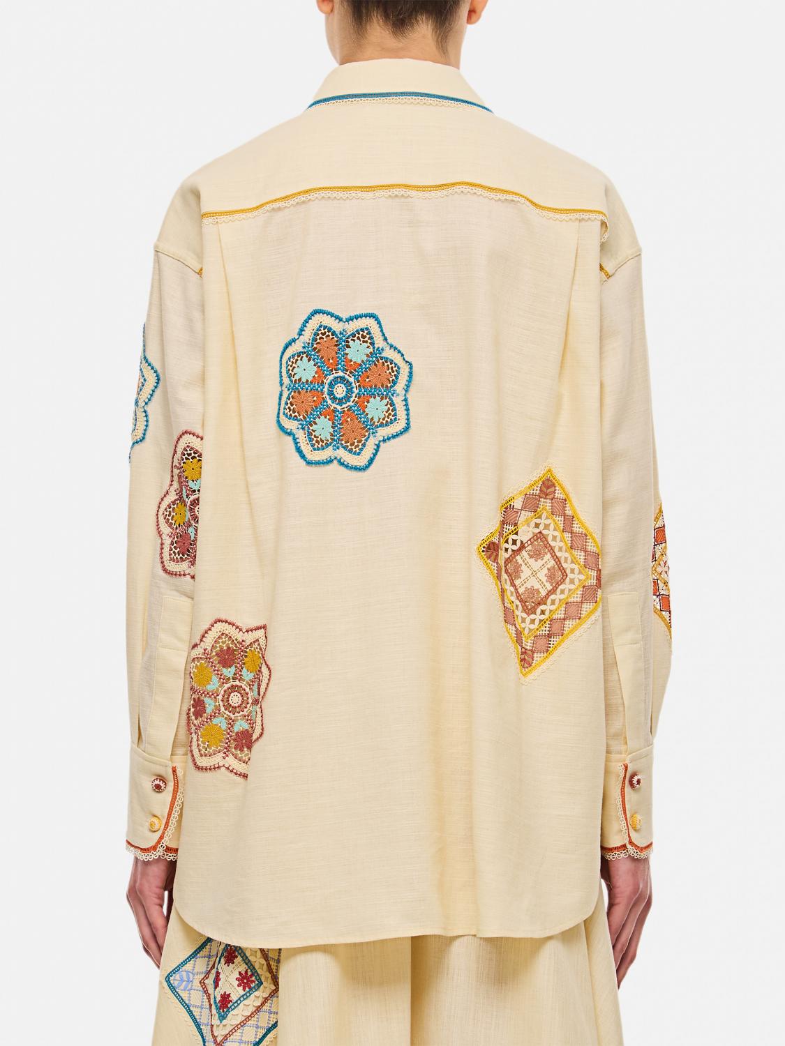 Ottie crochet-trim shirt - Neutrals