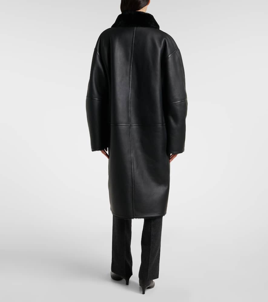 Shearling-lined leather coat