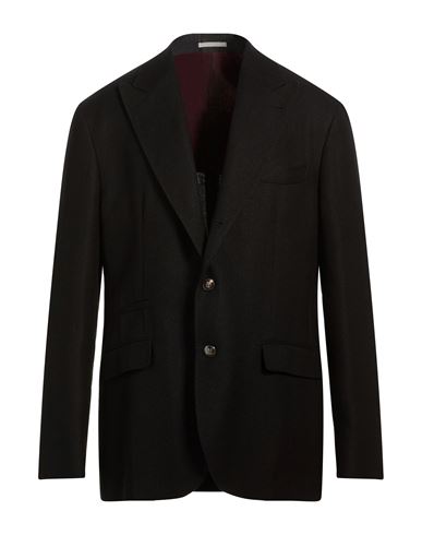 Man Blazer Black Size 36 Linen, Silk, Wool, Cotton