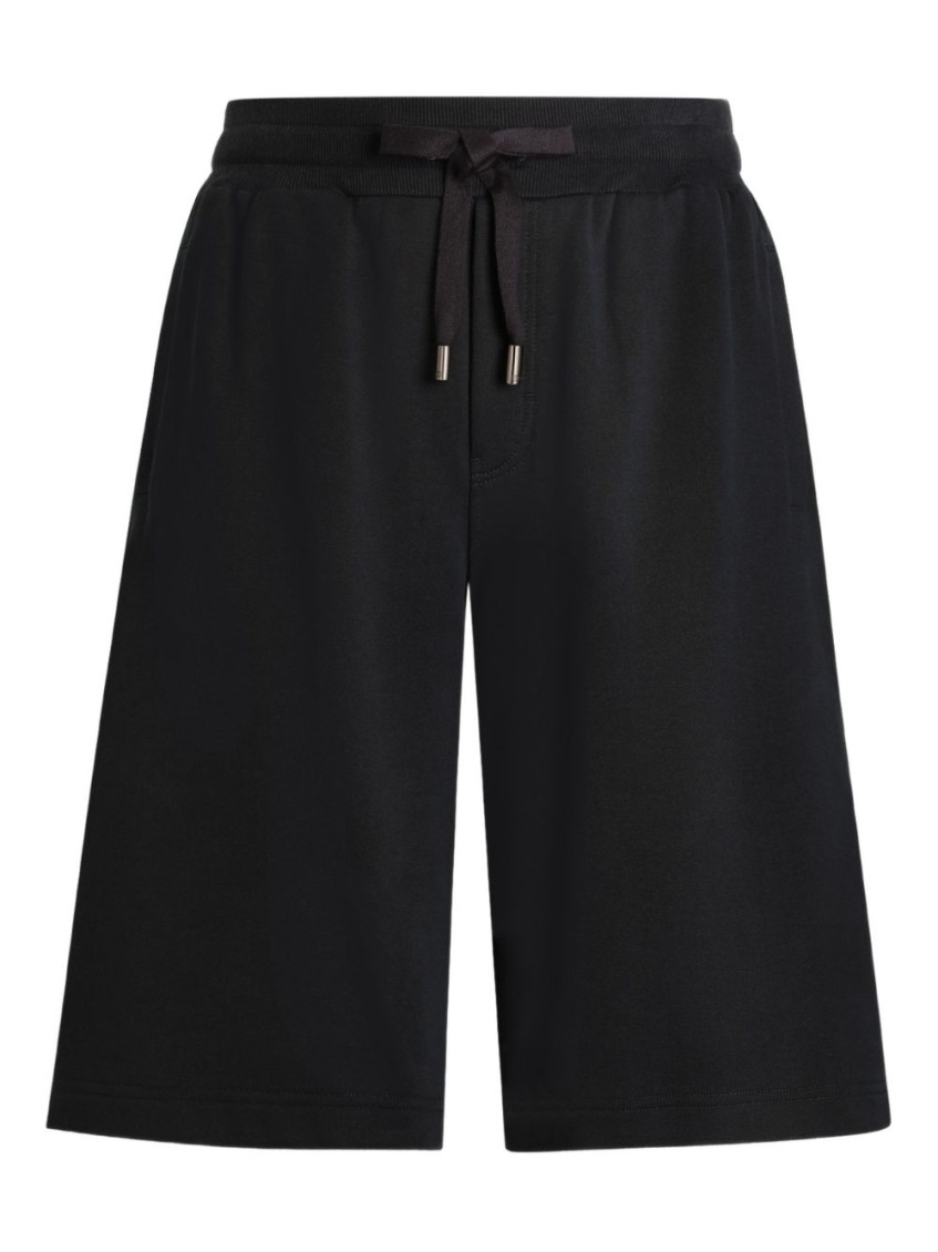 Blue Bermuda Shorts With Elasticated Waist And Logo On The Back In Cotton Man