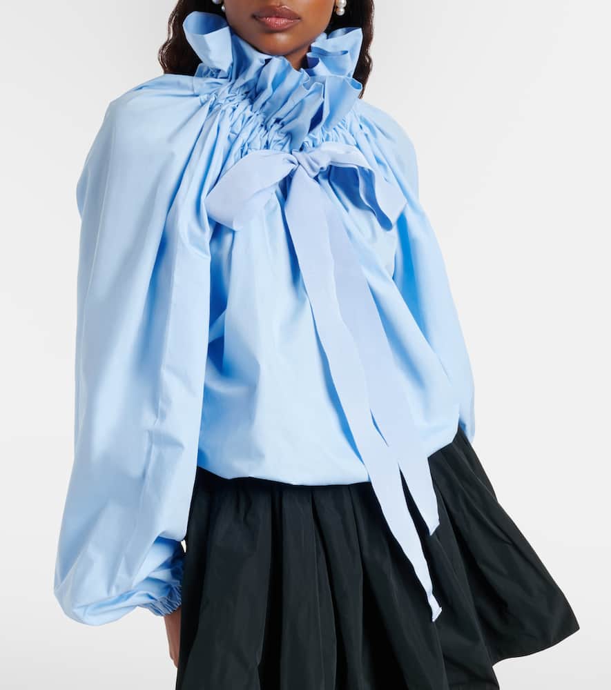 Tie-neck cotton blouse