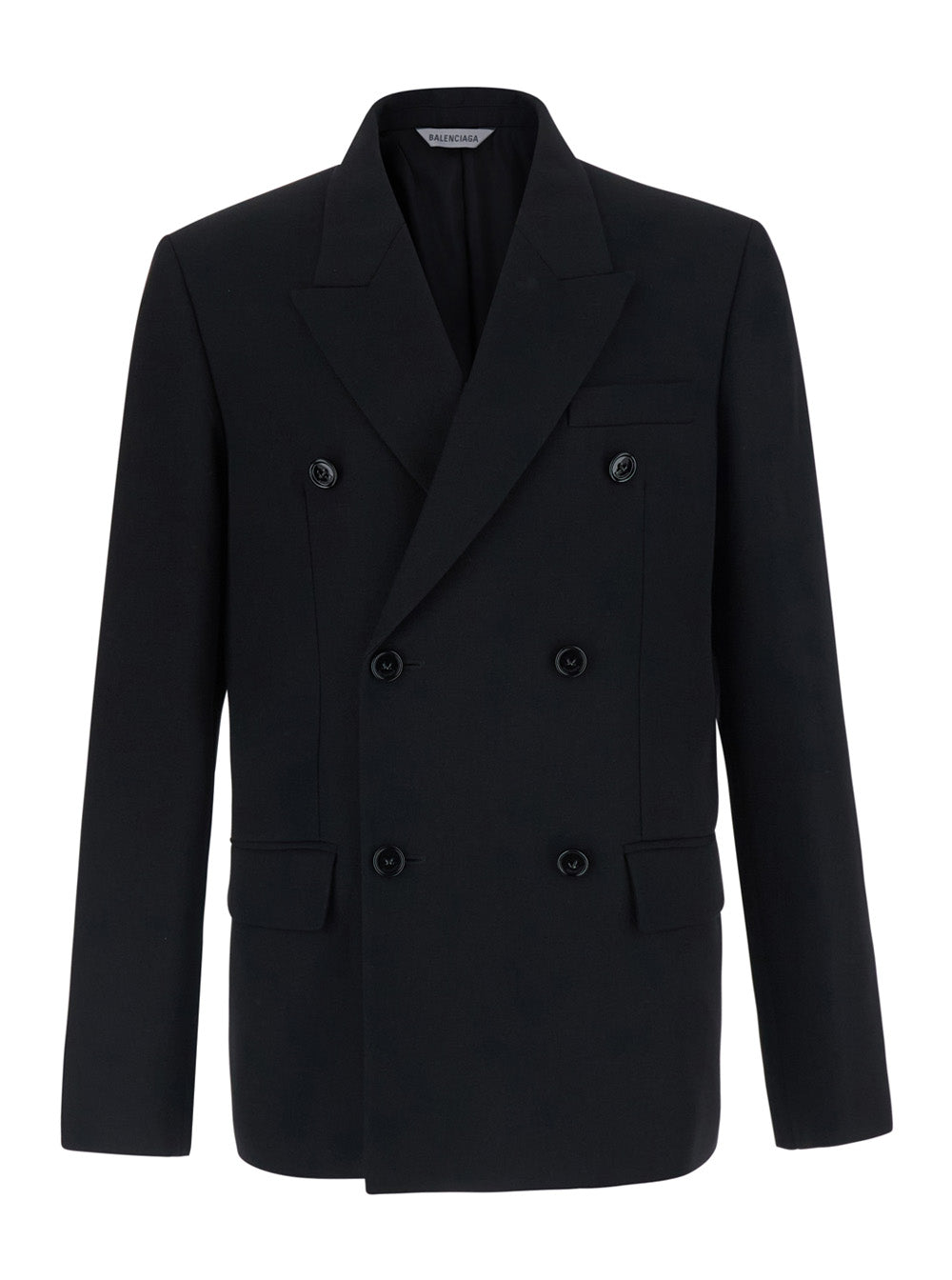 Double-Breasted Wool Blazer — Black