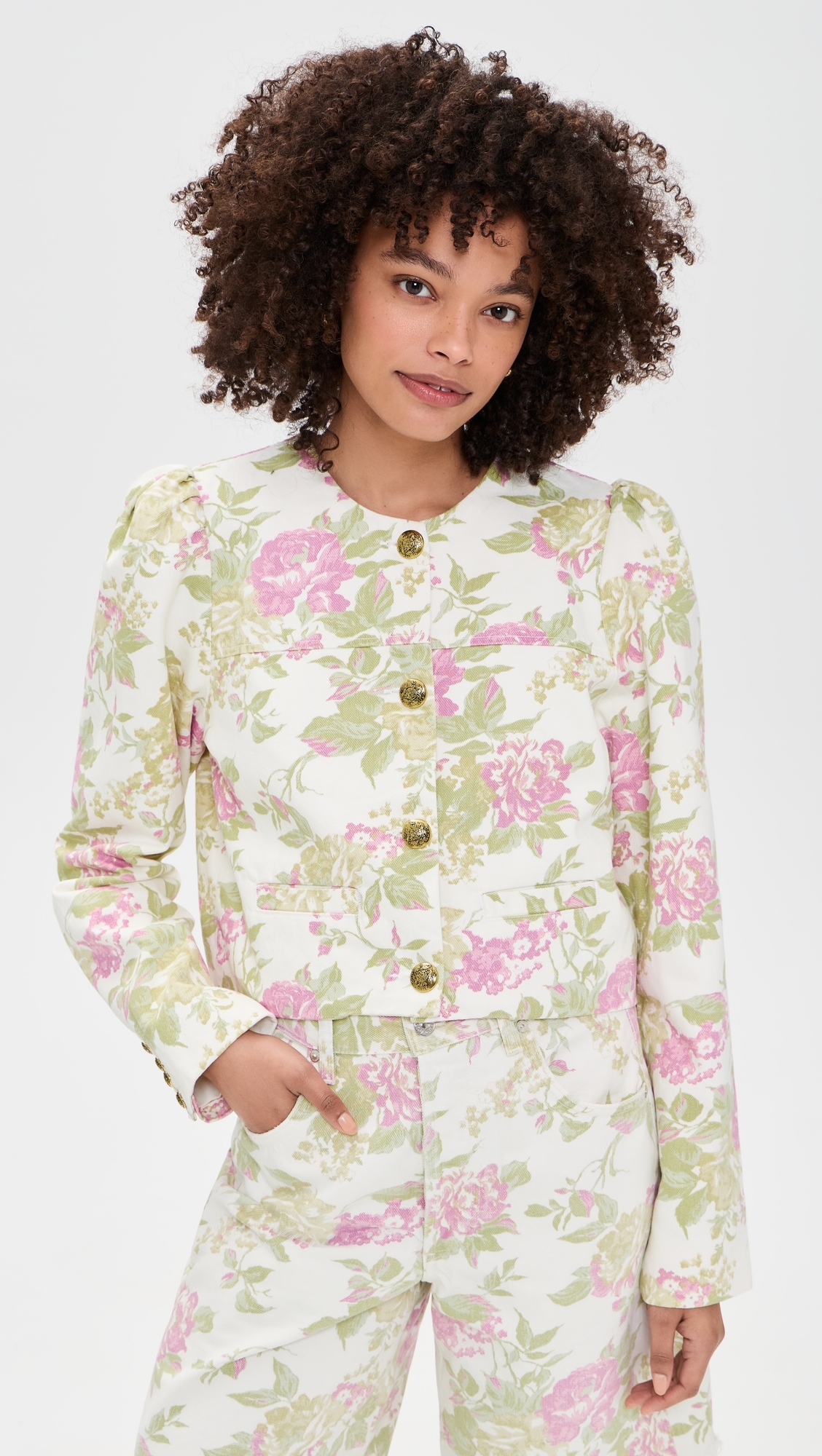 Anita Puff Sleeve Jacket English Rose