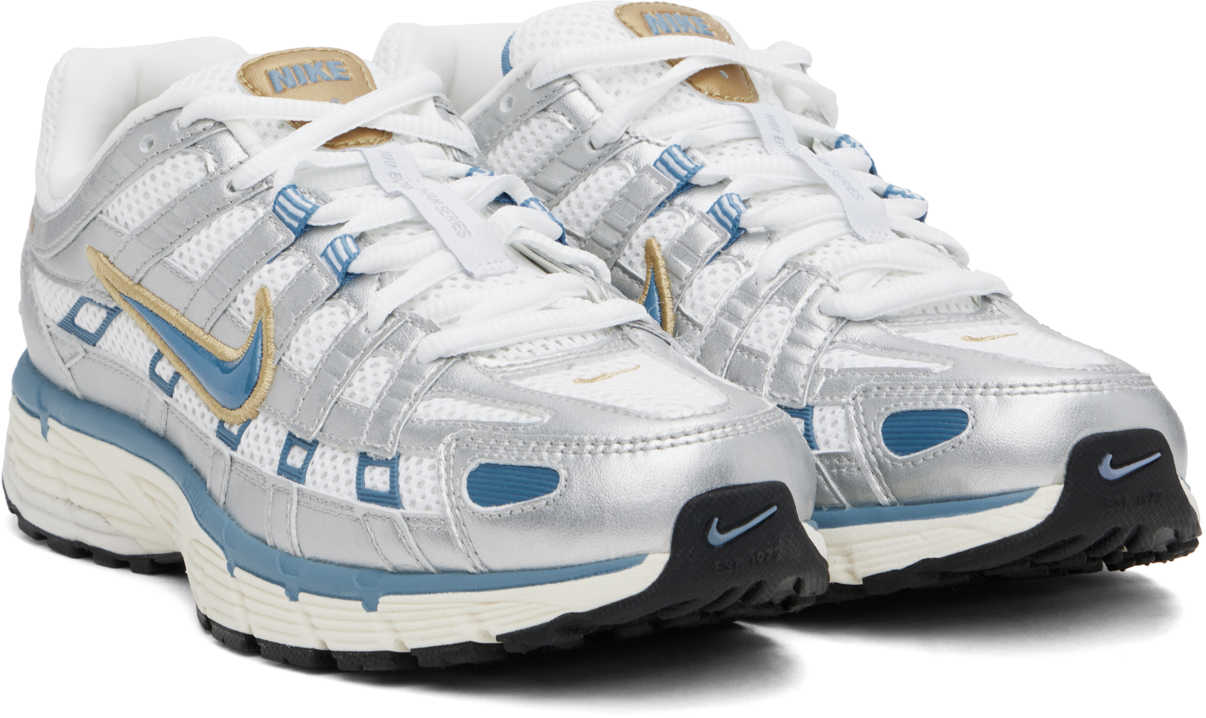 White & Blue P-6000 Sneakers