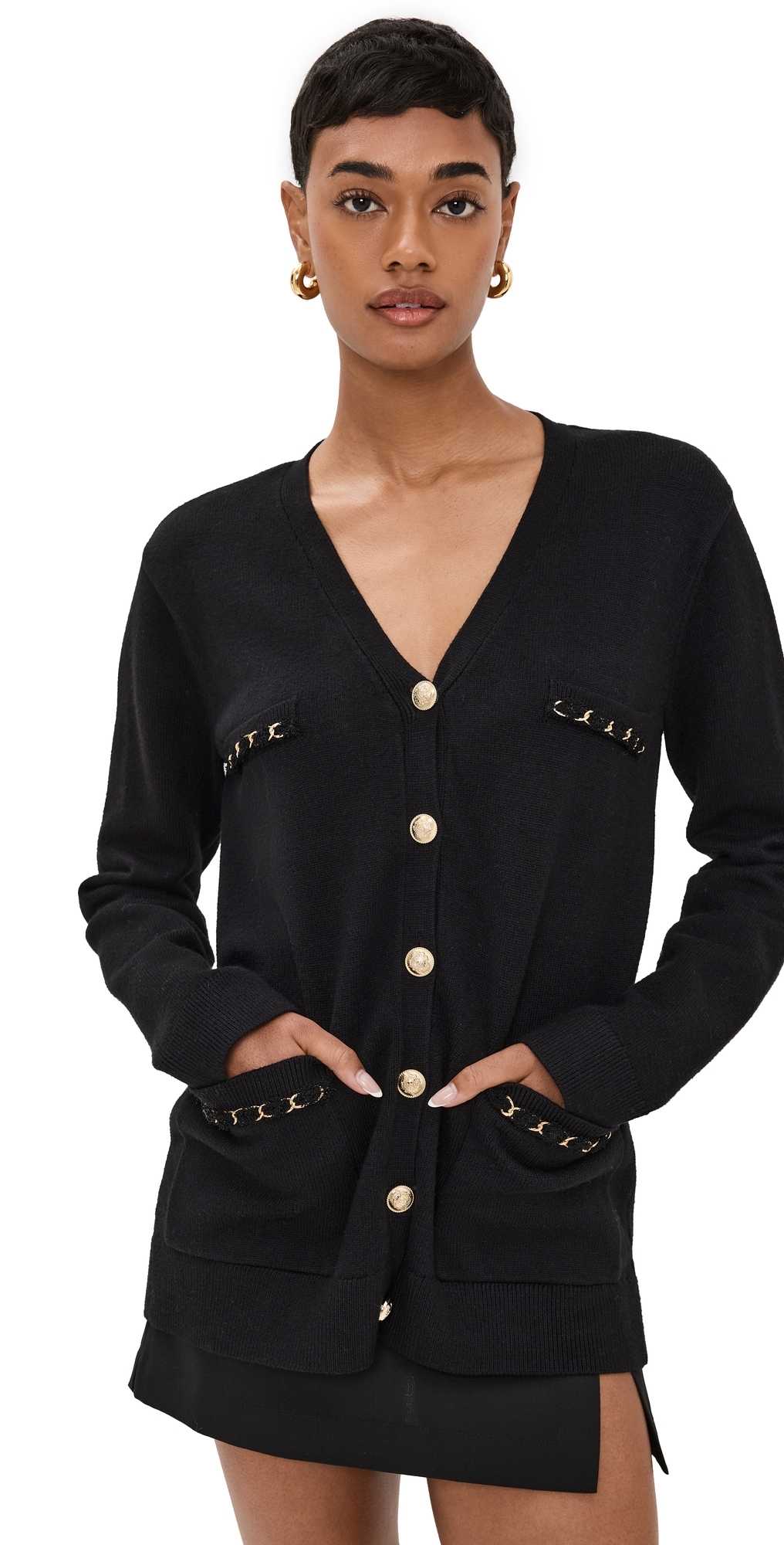 Chain Oversized Cardigan Black