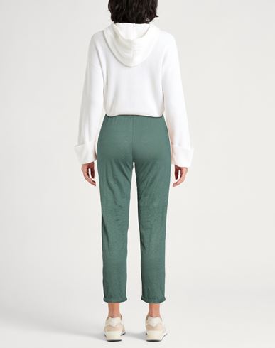 Woman Pants Dark green Size 1 Linen, Elastane