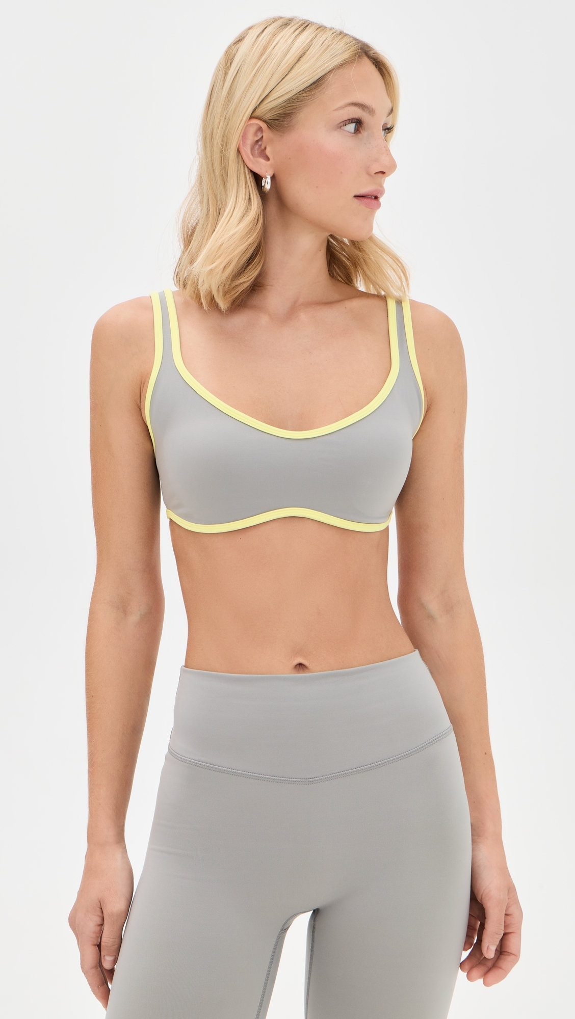 Curved Hem Bra Slate/Lemon