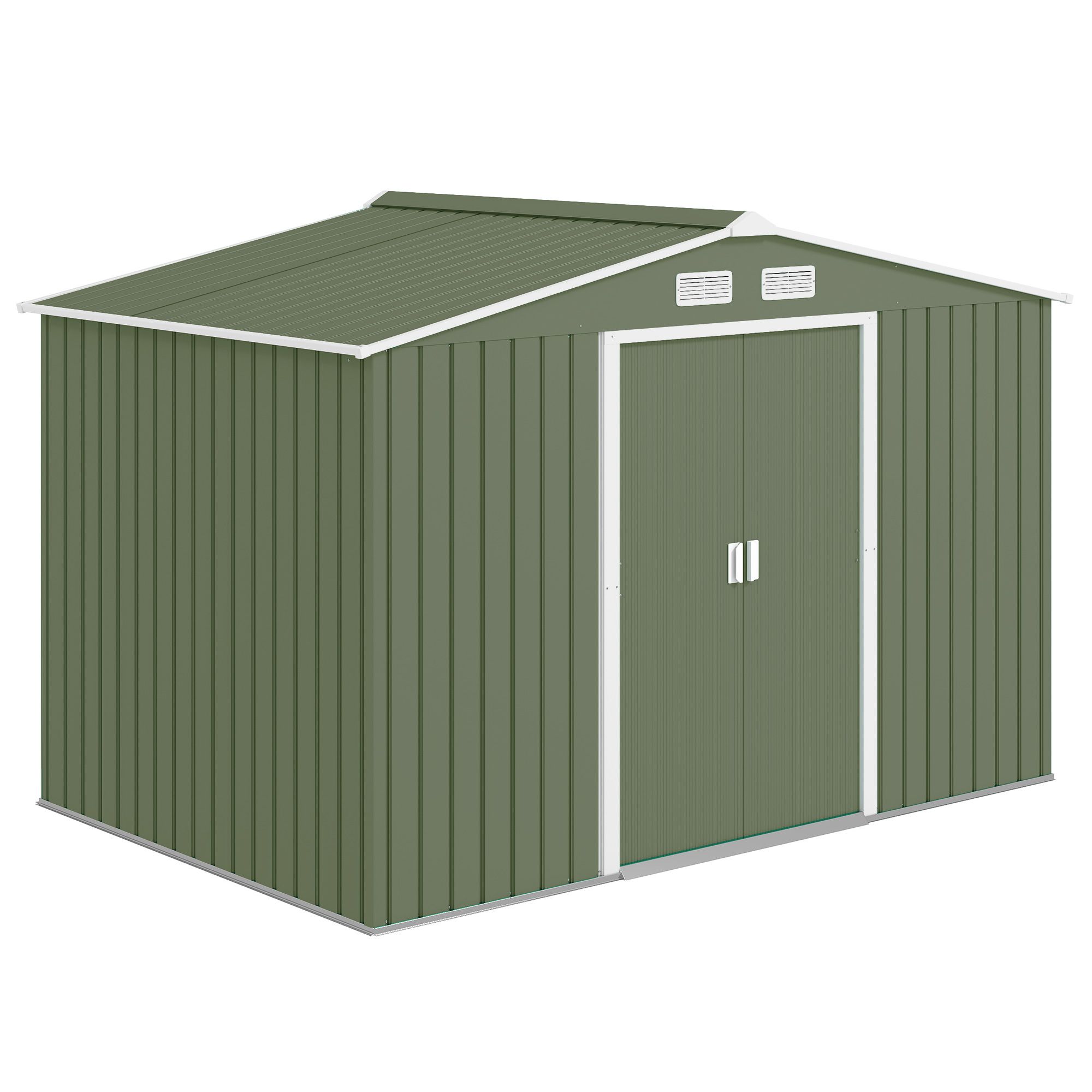 Outsunny Garden Shed Storage Unit W/ Locking Door Floor Foundation Vent In Light Green
