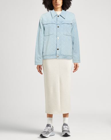 Woman Denim outerwear Sky blue Size L Cotton