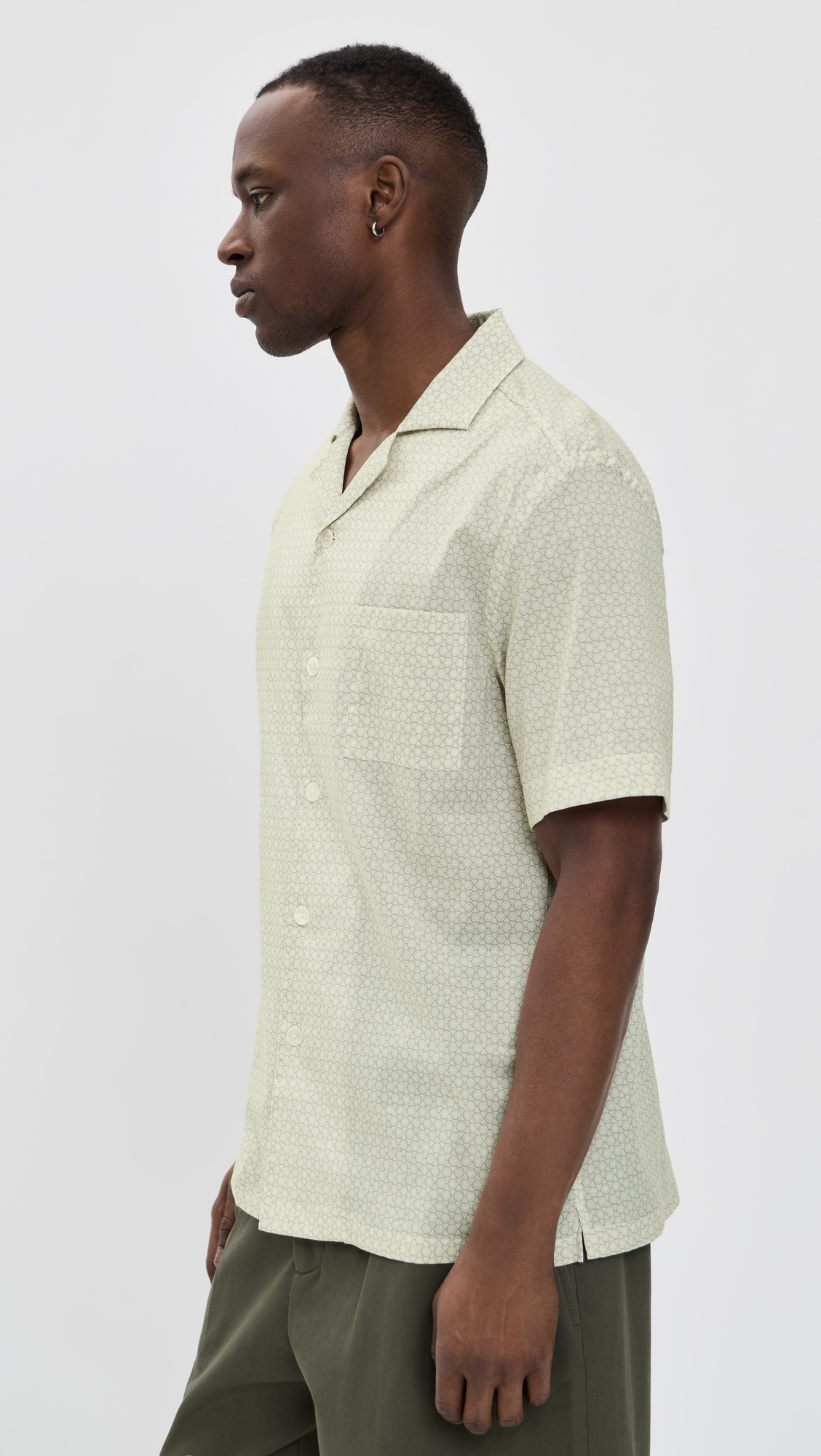 Cotton Stretch Camp Shirt Yellow Geo