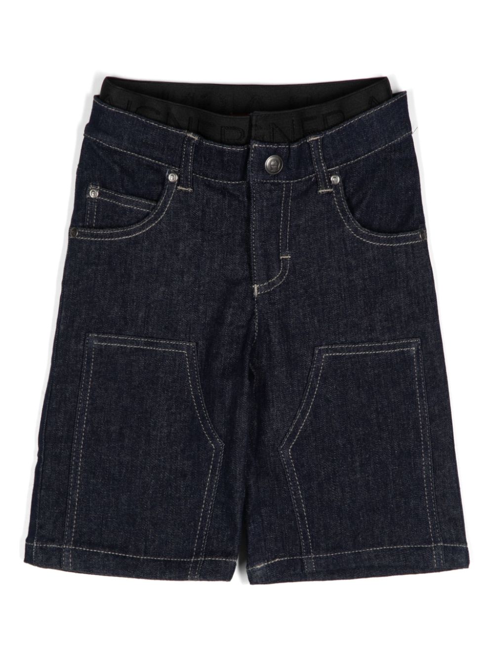 Double-waistband denim shorts - Blue