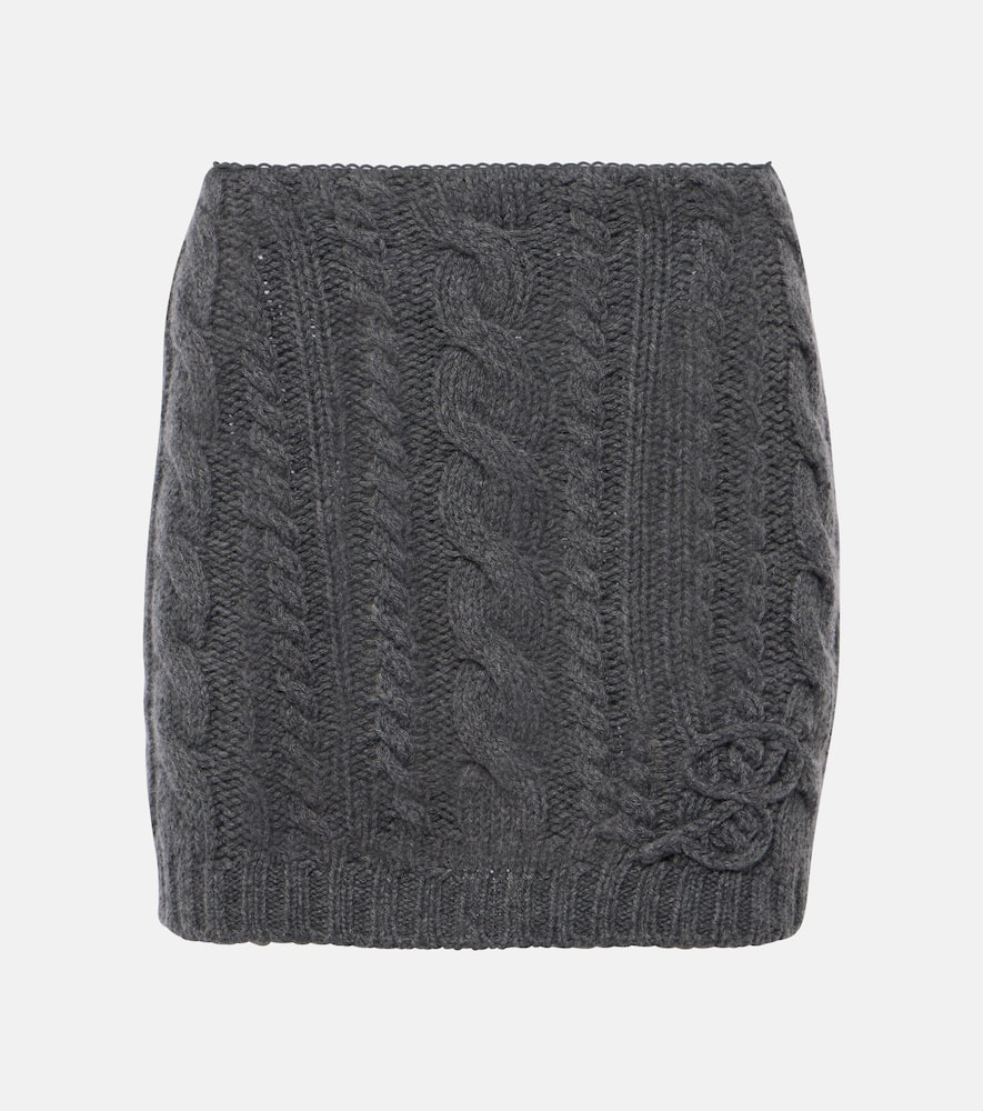 Cable-knit wool and cashmere miniskirt