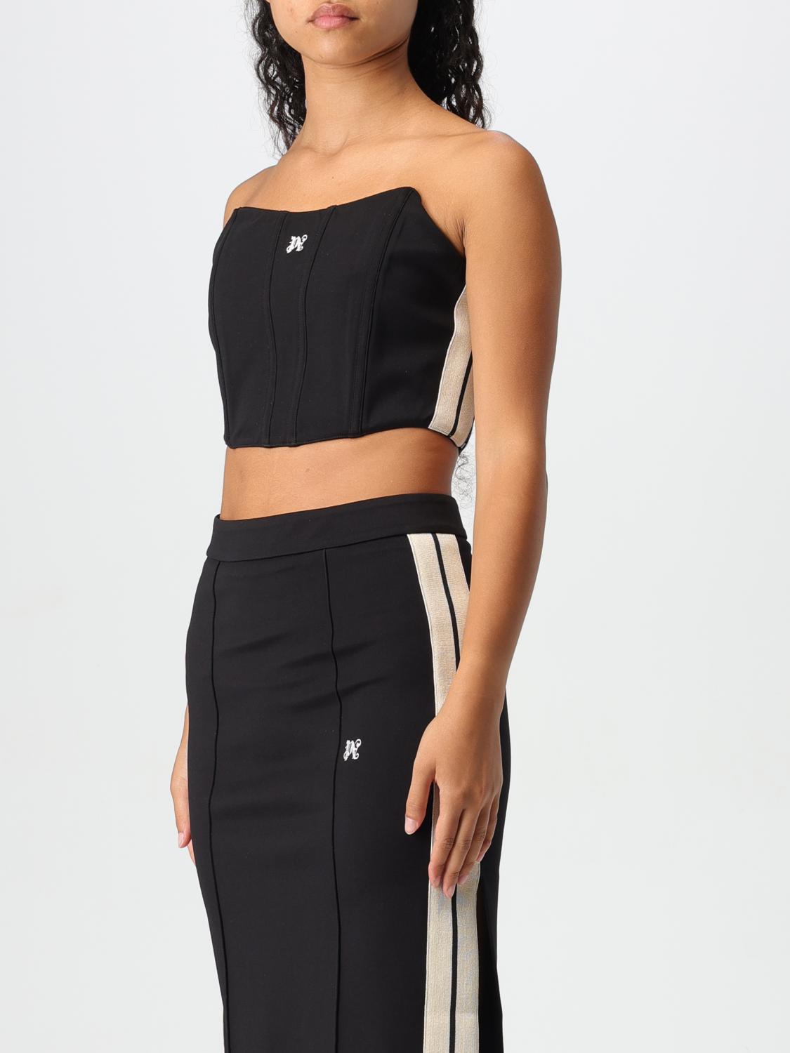 Monogram-print corset top - Black