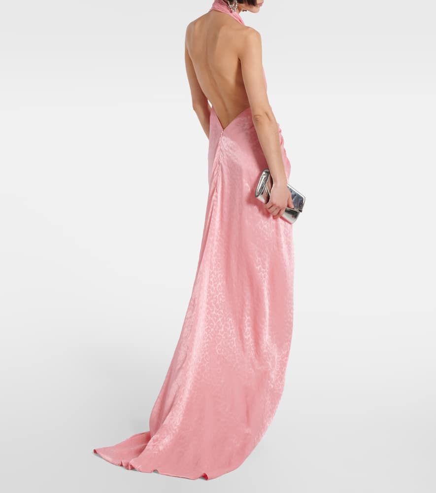 Costarellos Charmain plissé georgette gown