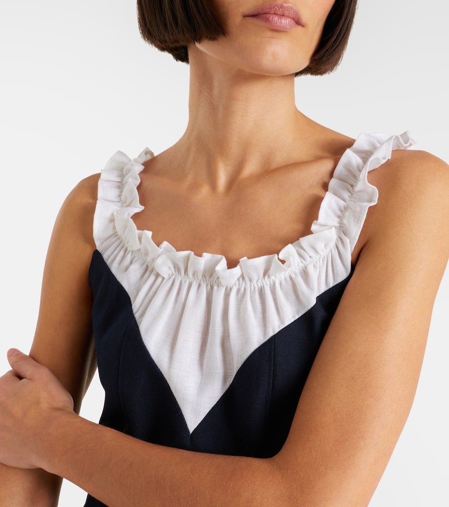 Ruffled wool and silk minidress