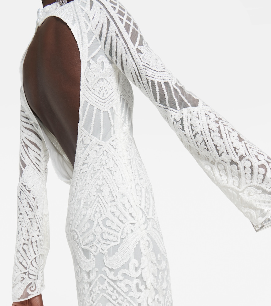Bridal Borghese backless lace midi dress
