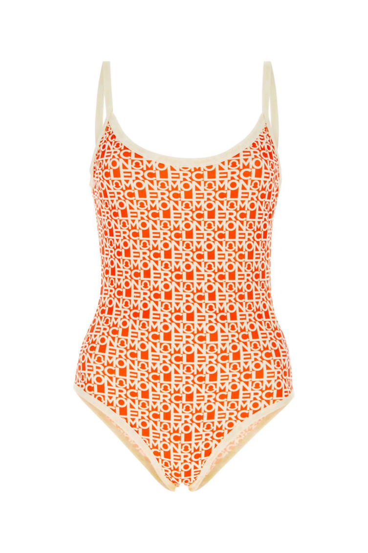 Orange Logoed One-piece Swimsuit