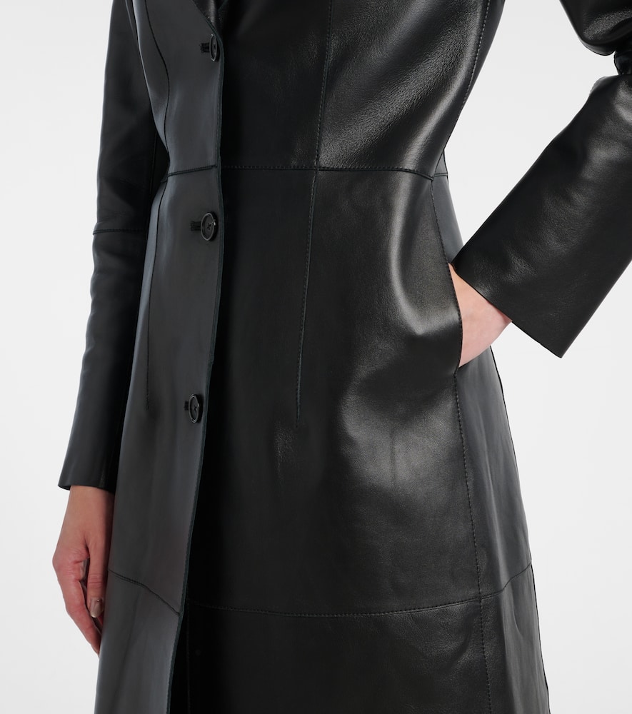 Paneled leather coat