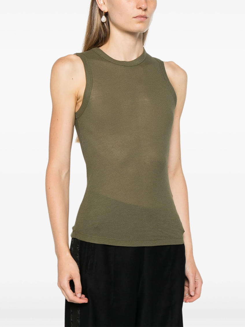 Olive Ribbed Knit Top