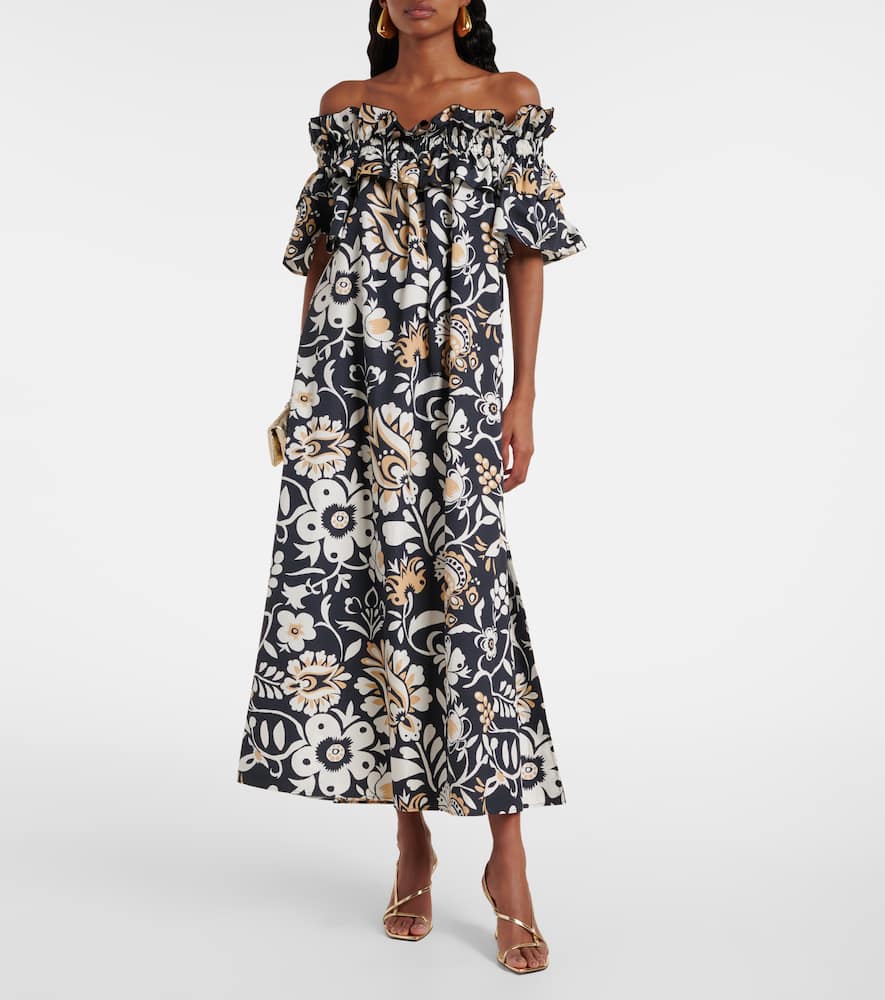 Breakfast ruffled cotton poplin midi dress