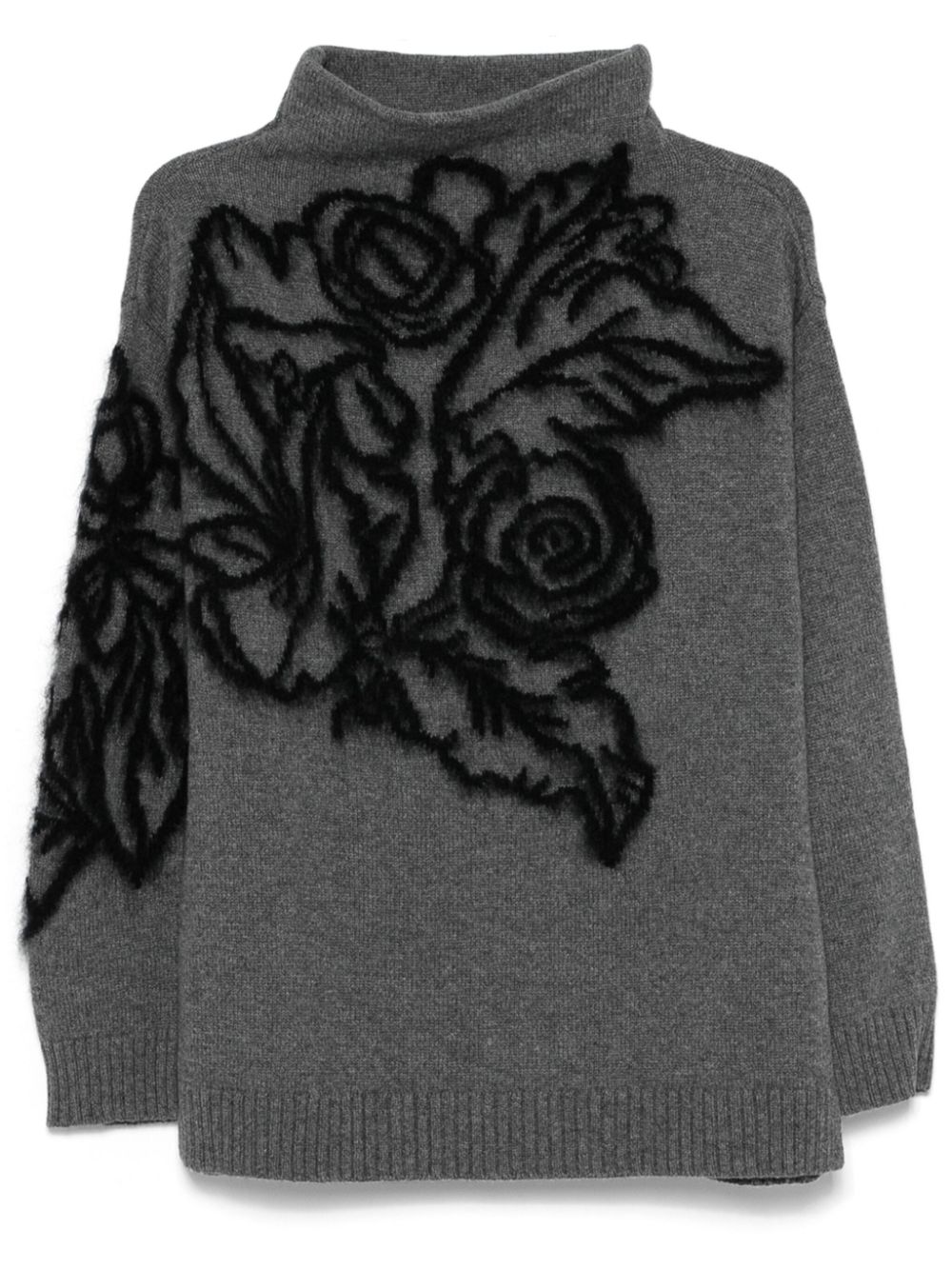 Floral-intarsia sweater - Grey