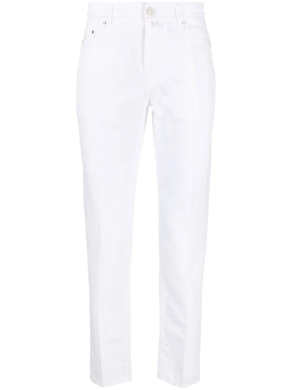 Mid-Rise Slim-Cut Jeans — White