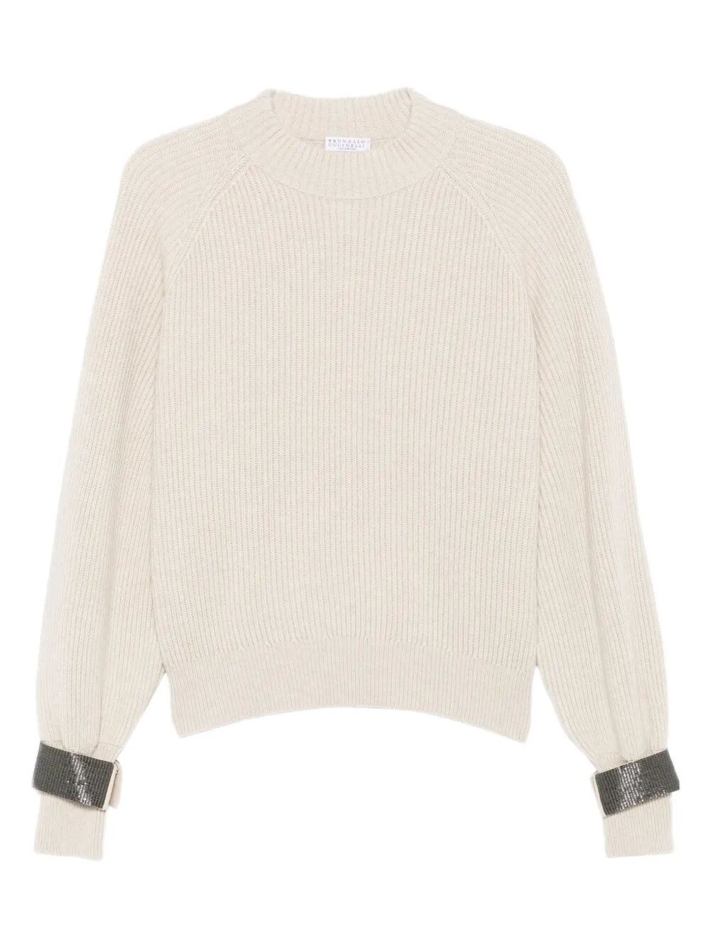 Ribbed Sweater With Jewel Cuffs