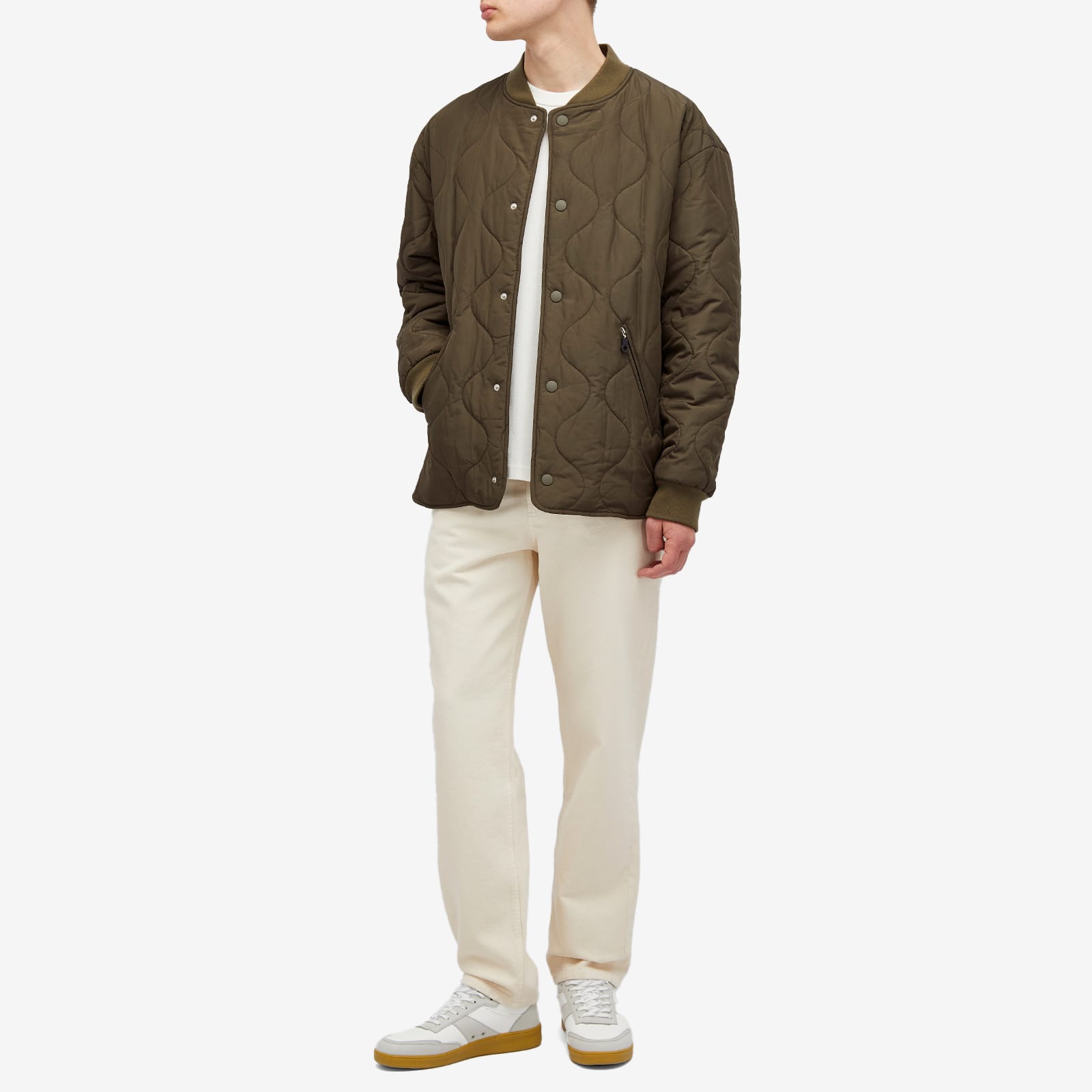 Men's Florent Quilted Bomber Jacket in Military Khaki