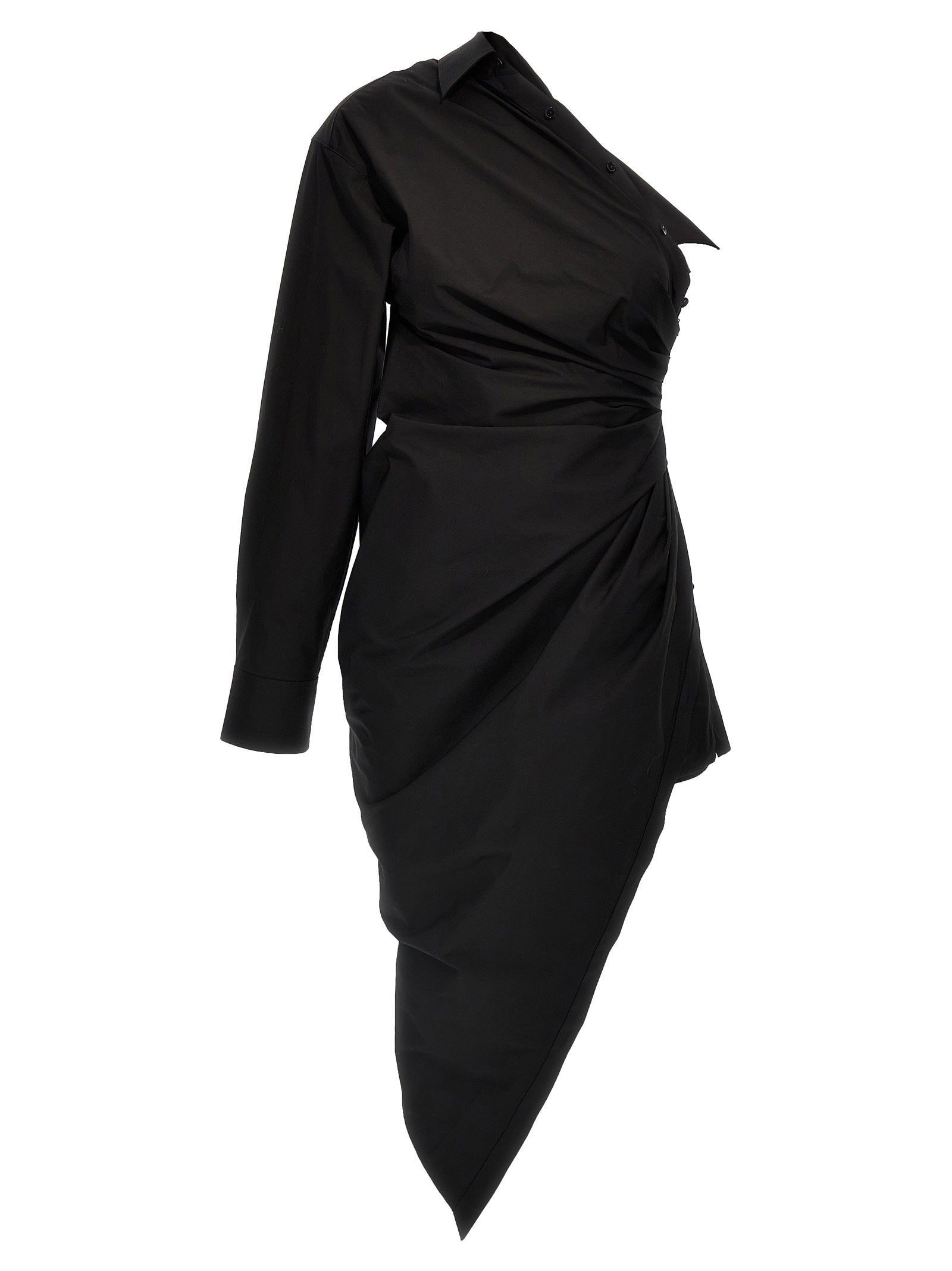 Asymmetrical One-Shoulder Dress — Black