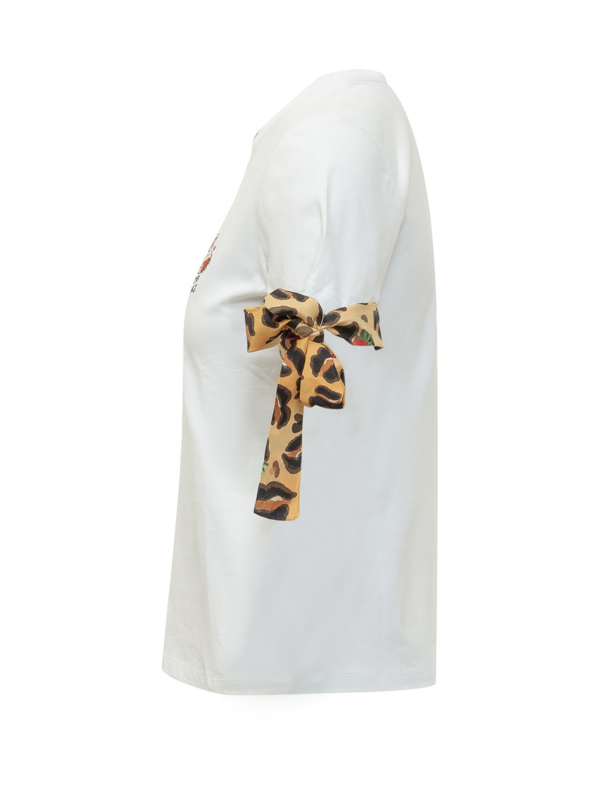 White Embroidered Crew Neck T-Shirt