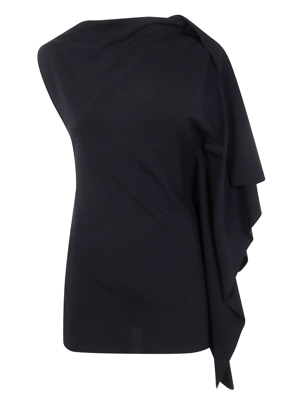 Draped one-shoulder top - Black