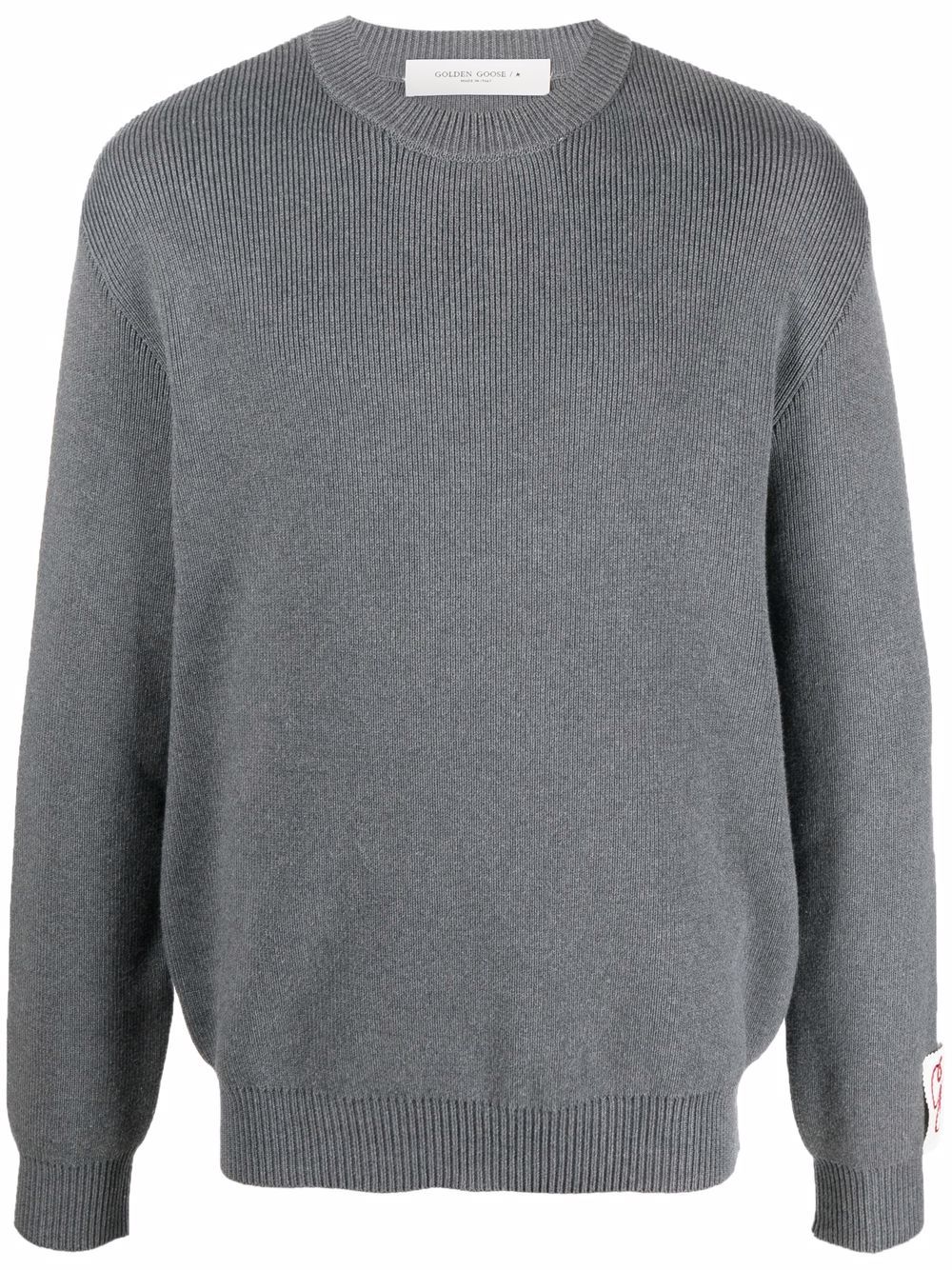 Men's Round-neck Sweater in Cotton with Logo on the Back