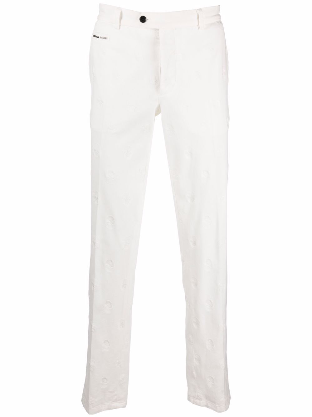 Embroidered skull trousers - White
