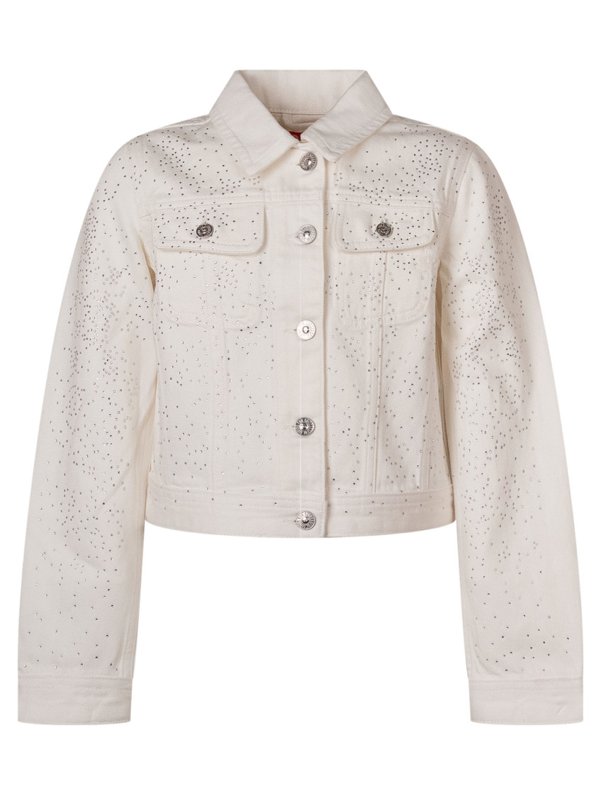 Girls White Embellished Jacket