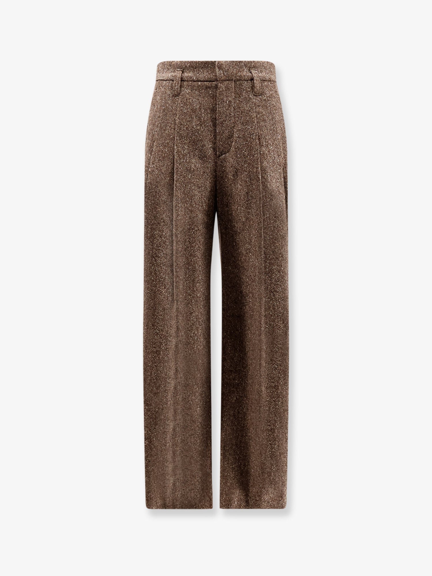 Melange Wool-Blend Trousers — Brown