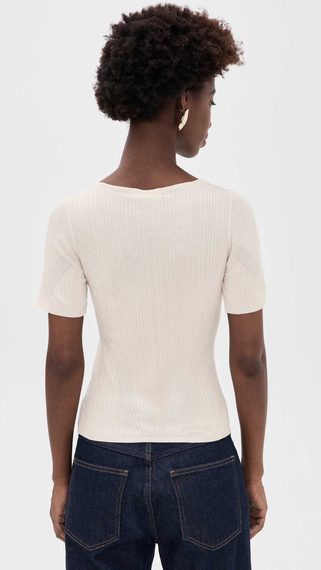 Celeste Short Sleeve Knit Top with Lace Pearled Ivory