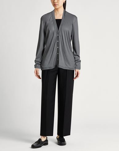 Woman Cardigan Grey Size L Cotton, Silk
