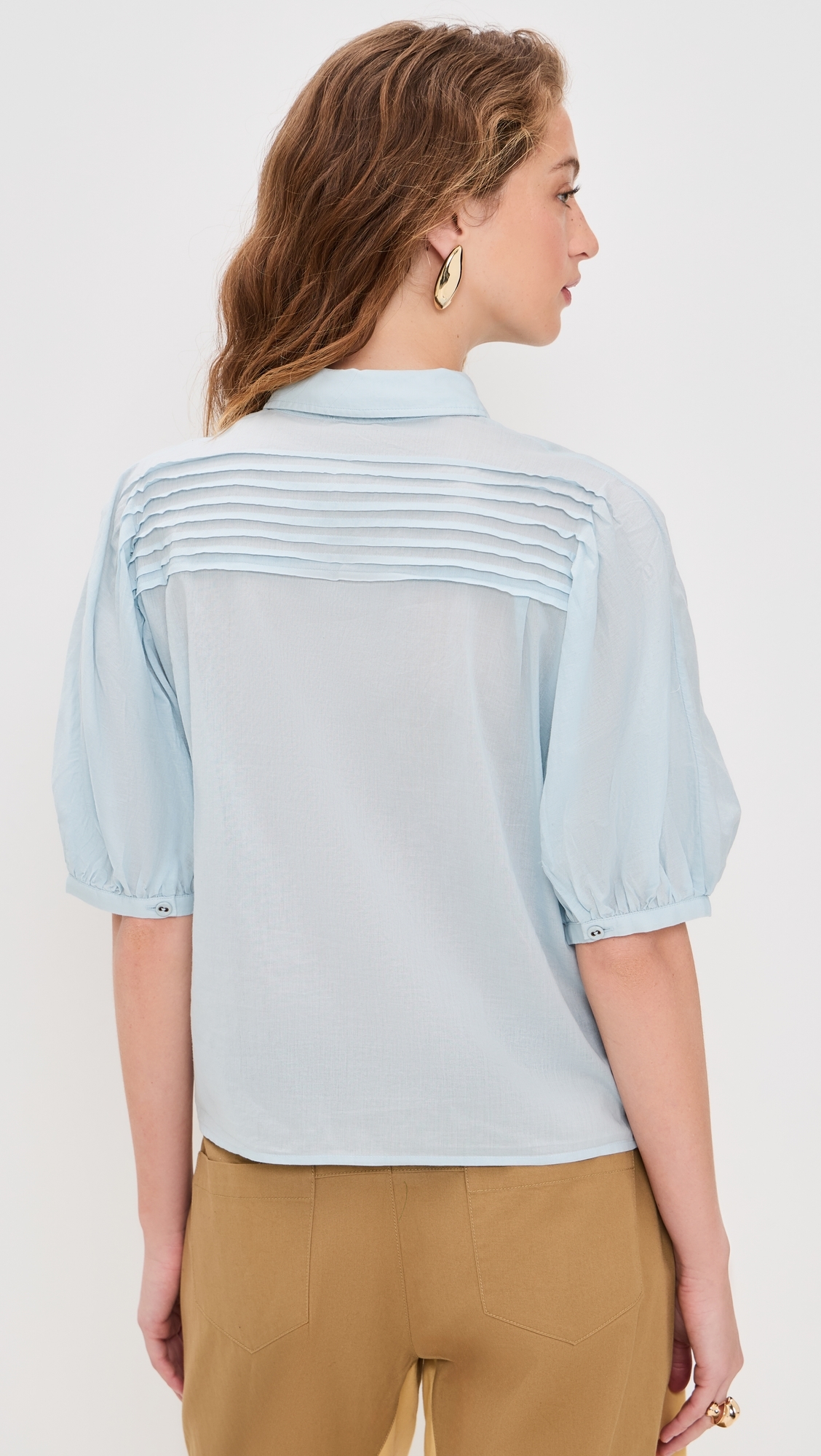 Cordelia Short Sleeve Button Up Top Adriatic