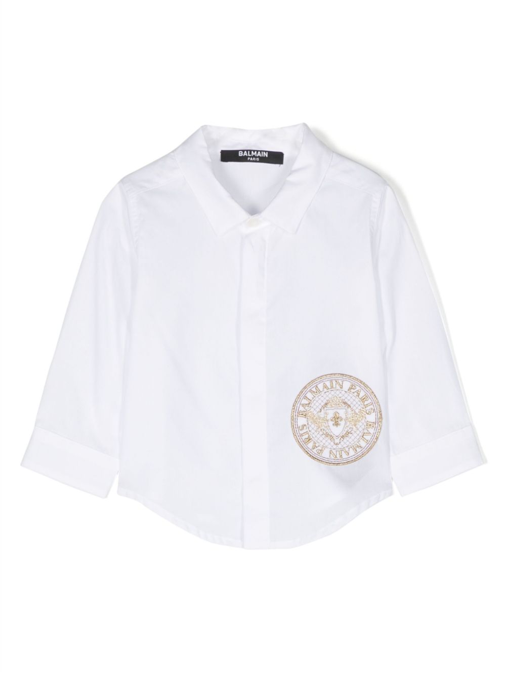 Logo-patch cotton shirt - White