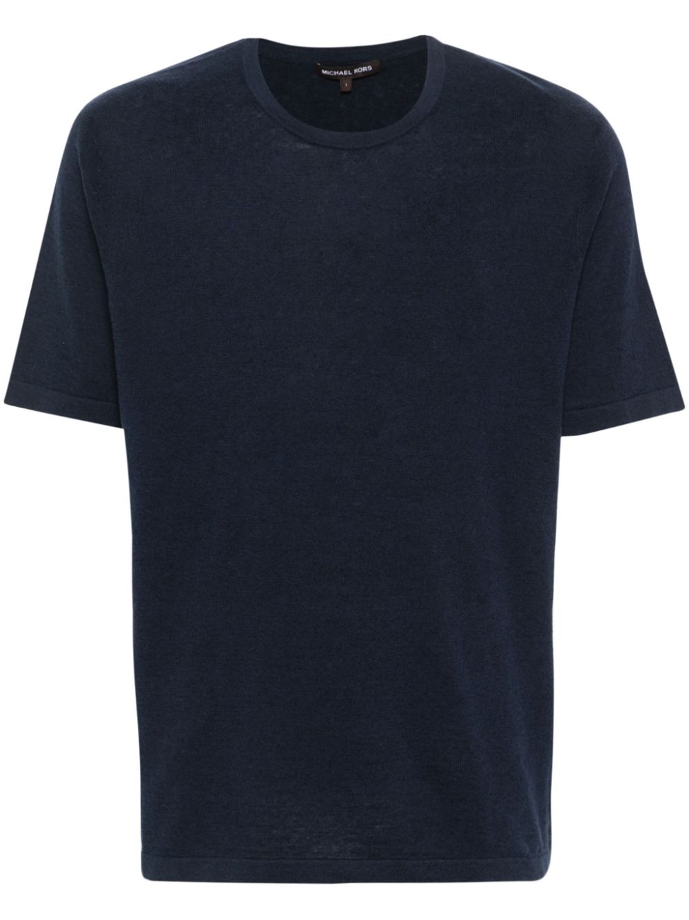 Round-neck ribbed-knit T-shirt - Blue