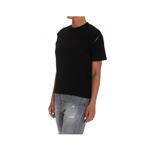 Slit-detail cotton T-shirt - Black
