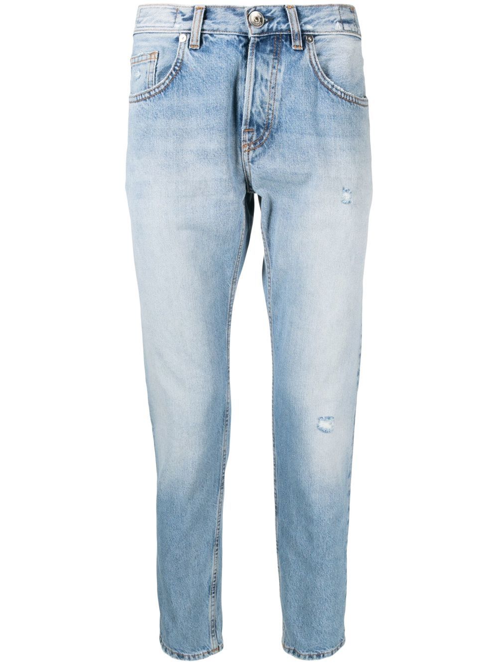 Stonewashed tapered-leg jeans - Blue