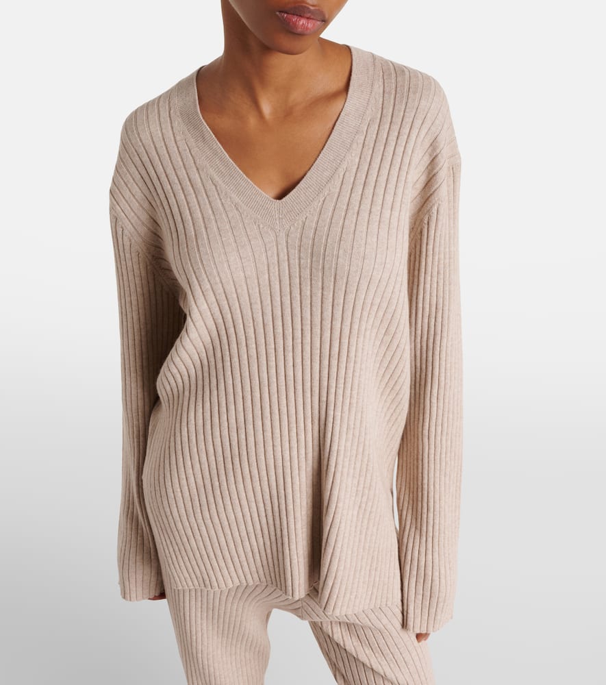 Ribbed-knit cotton and cashmere sweater