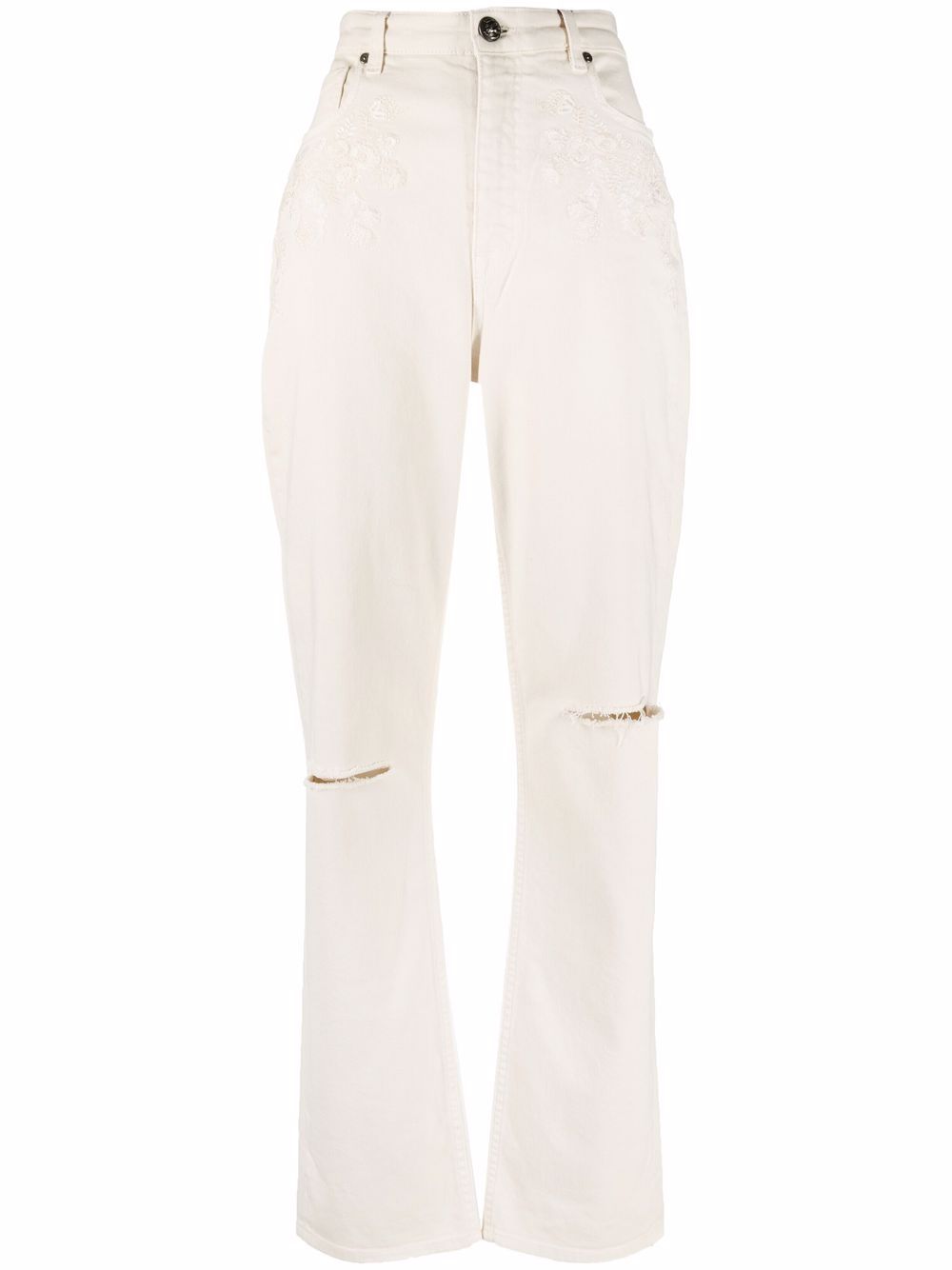 High-waisted straight leg jeans - Neutrals