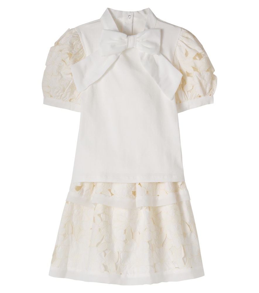Cotton-blend top and skirt set