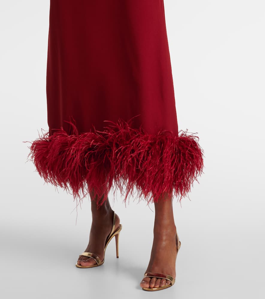Gina feather-trimmed midi dress