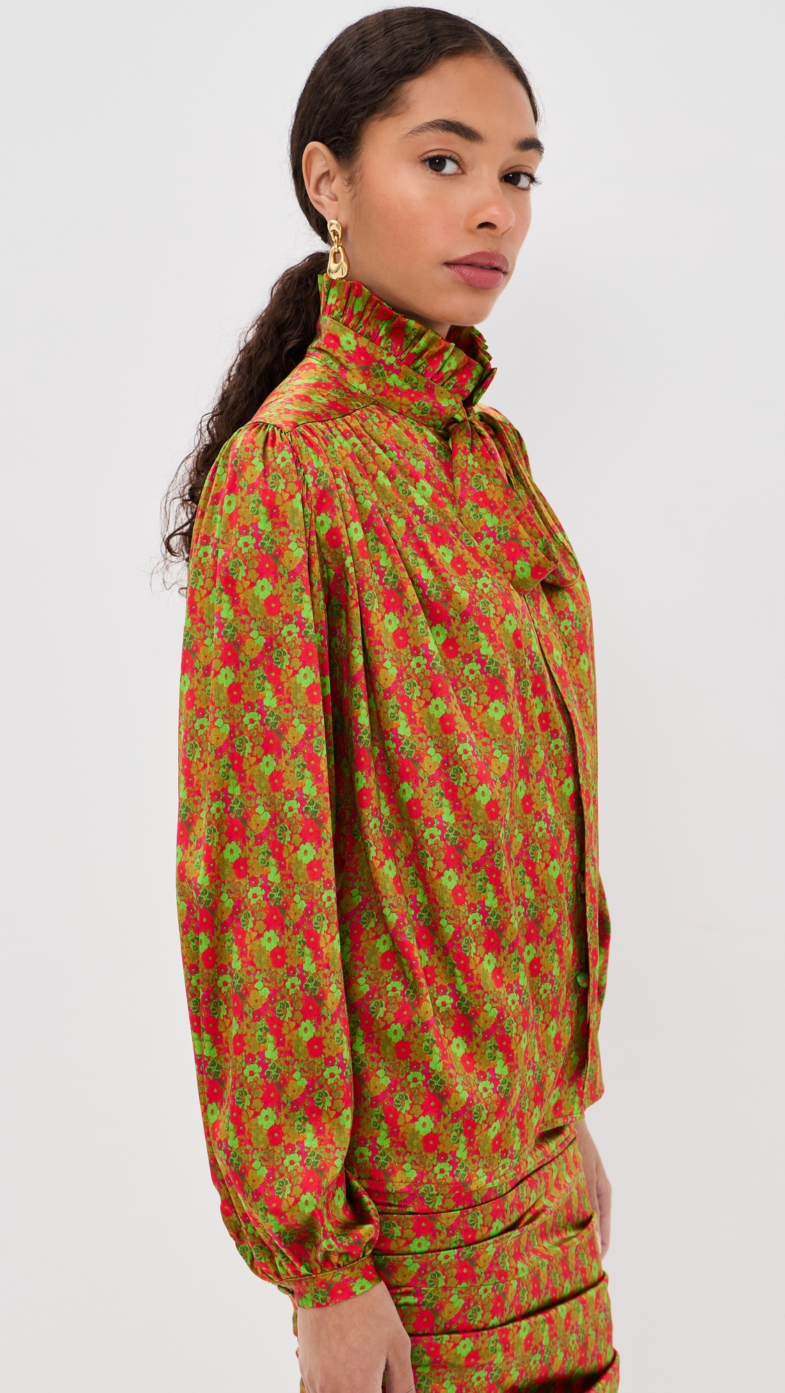 Maria Silk Blouse Floral Red