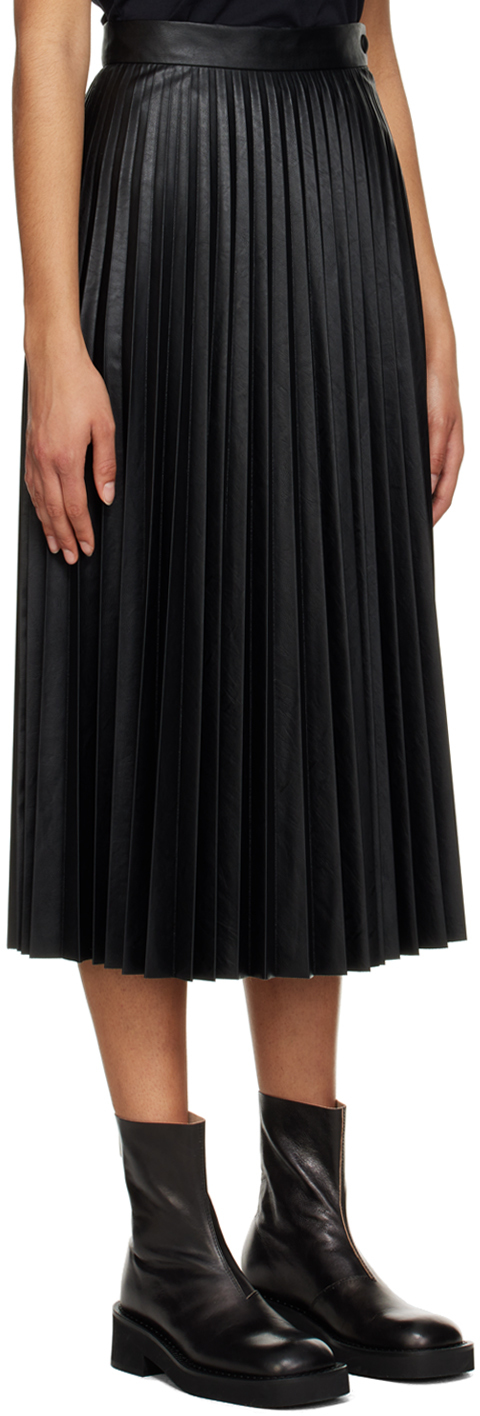 Black pleated midi skirt