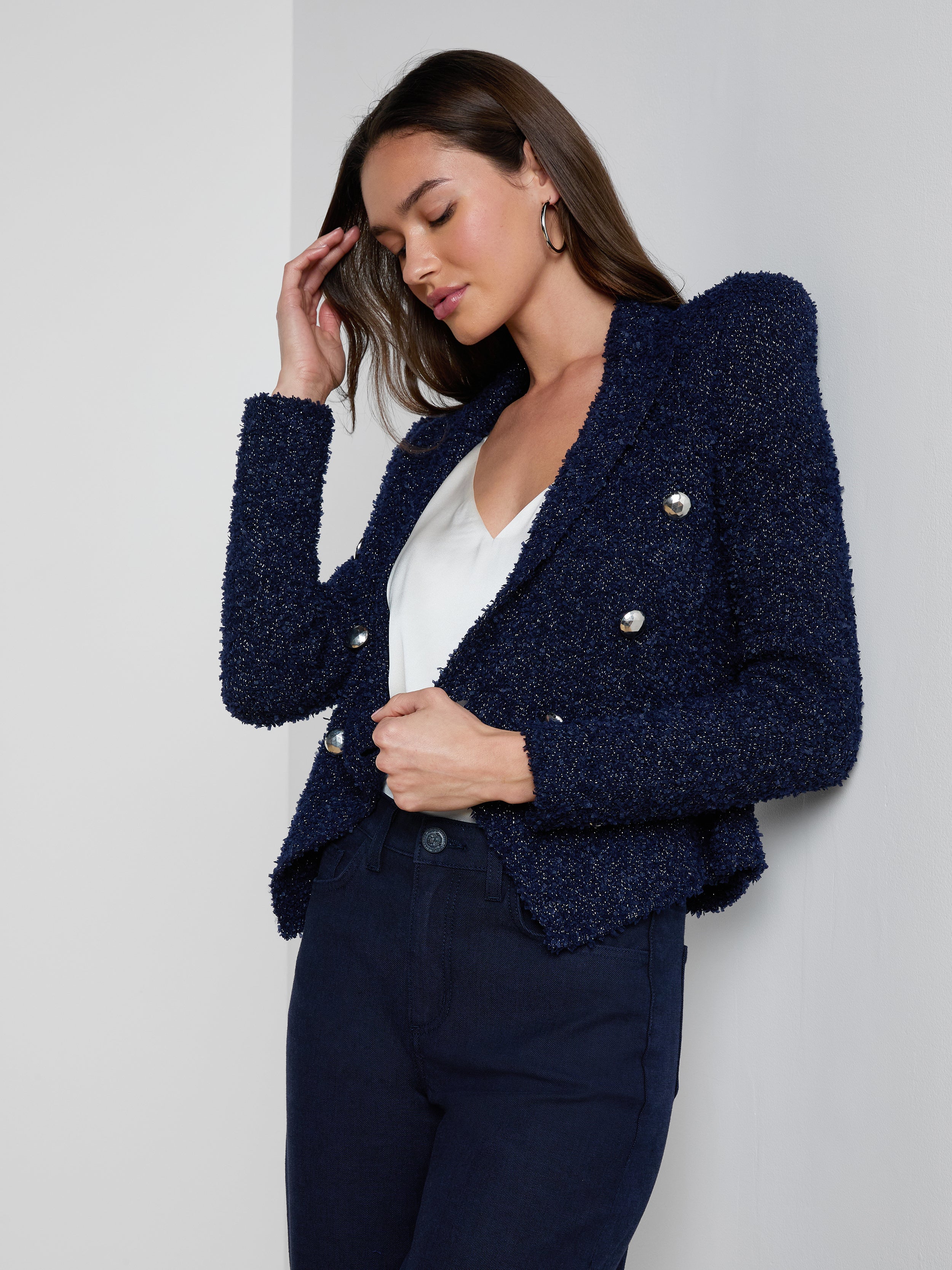 Bethany Knit Blazer In Midnight/nickel