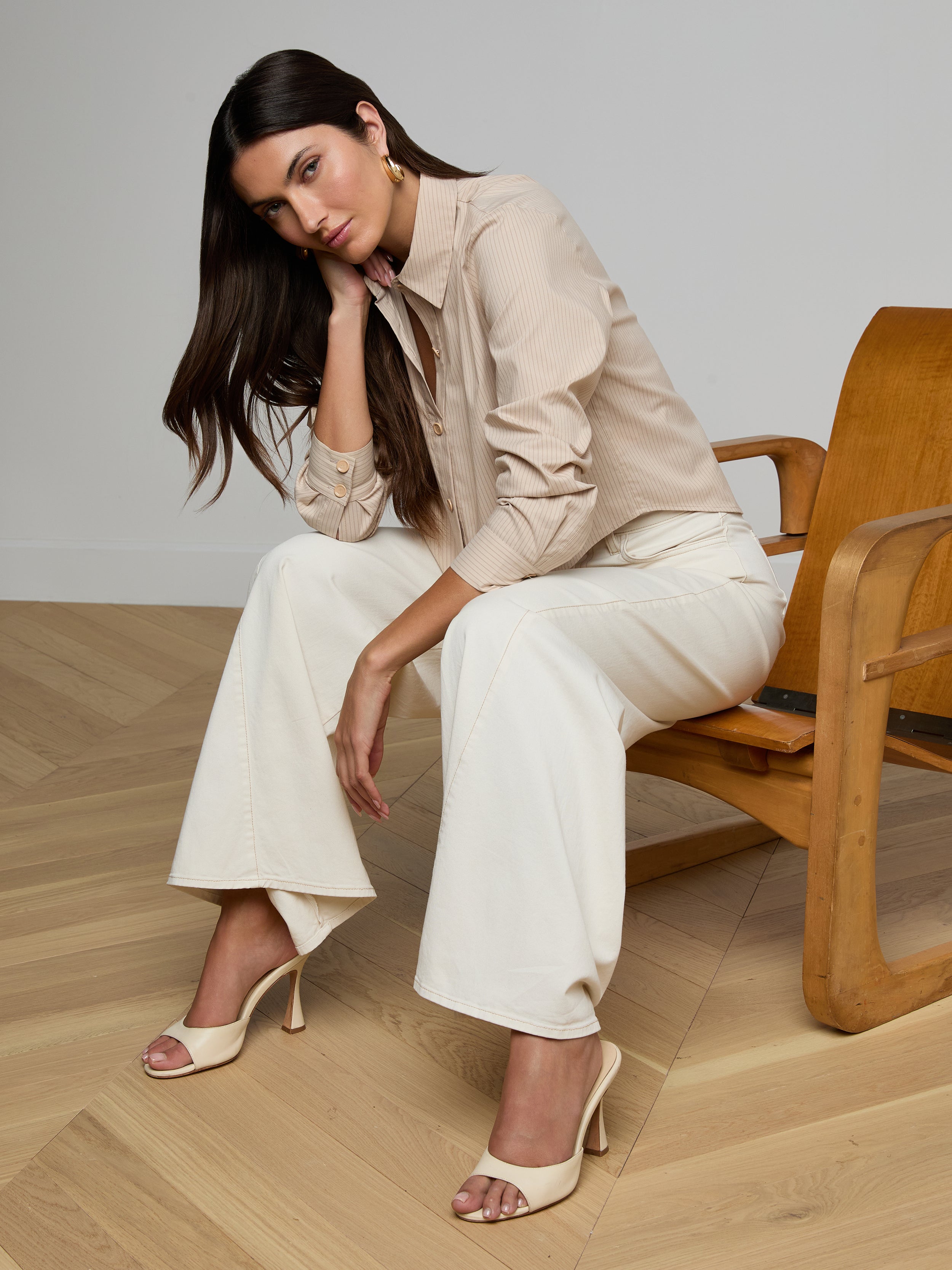 Cosette Shirt In Macadamia/light Brown Stripe